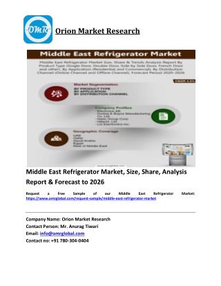 Middle East Refrigerator Market Trends, Size, Competitive Analysis and Forecast 2020-2026