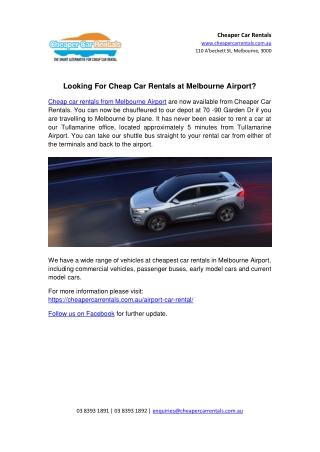 Looking for cheap car rentals at Melbourne airport?