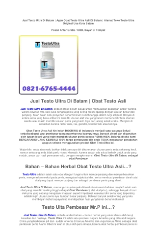 Jual Testo Ultra Asli Di Batam 082167654444