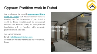 Gypsum Partition Services in Dubai