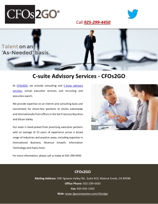 C-suite Advisory Services - CFOs2GO