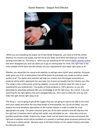 StylishWatches-ElegantAndEffective