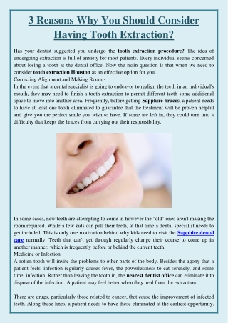 3 Reasons Why You Should Consider Having Tooth Extraction?