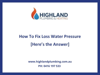 How To Fix Loss Water Pressure?