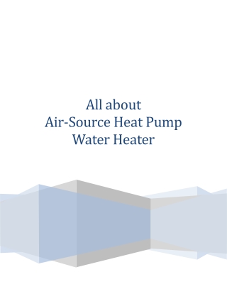 All about air source heat pump water heater India