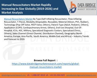 Manual Resuscitators Market Rapidly Increasing In Size Globally (2019-2026) and Market Analysis