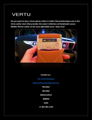 Vertu Mobile Price Online | The Vertu Boutique