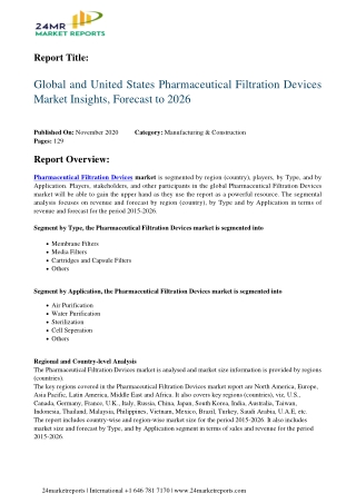 Pharmaceutical Filtration Devices Market Insights, Forecast to 2026