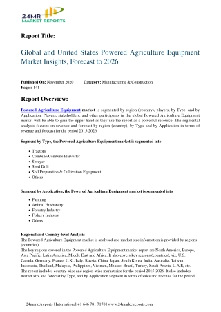 Powered Agriculture Equipment Market Insights, Forecast to 2026