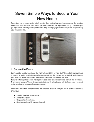 Seven Simple Ways to Secure Your New Home