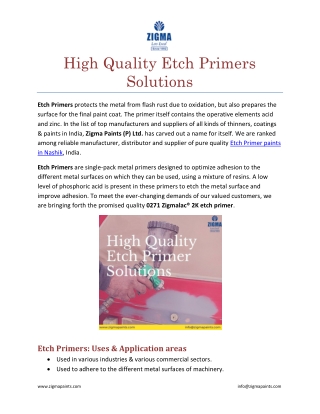 High Quality Etch Primers Solutions