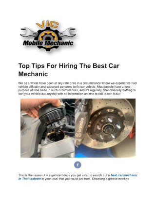 Best Car Mechanic Epping | Vicmobilemechanic.com.au