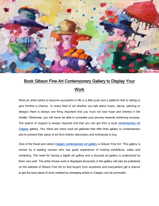 Book Gibson Fine Art Contemporary Gallery to Display Your Work