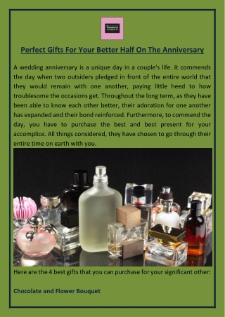 Perfect Gifts For Your Better Half On The Anniversary