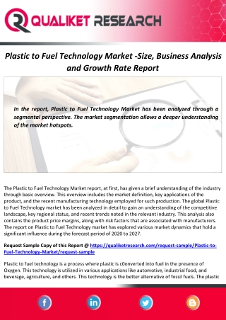 Plastic to Fuel Technology Market Size, Growth, and Forecast Report by 2027