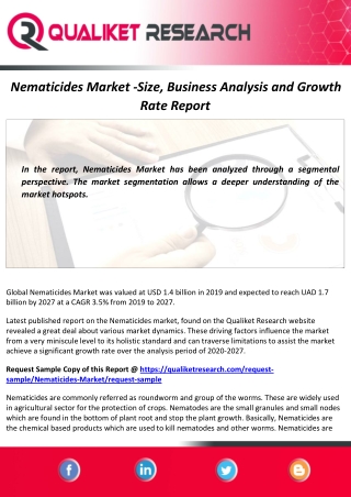 Nematicides Market Size, Demand, Analysis and Forecast Report to 2027