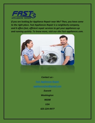 Appliance Repair | Fast Appliances Repair