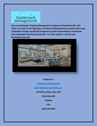 Best Property Management Charlottesville VA | HasBrouck Management