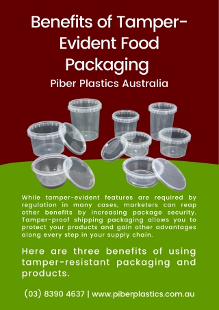 Benefits Tamper Evident Food Packaging