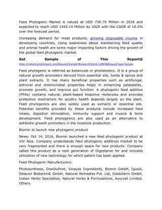 Feed Phytogenic Market Industry Analysis by Trends, Share, Size, Application, Growth Drivers and Forecast to 2025