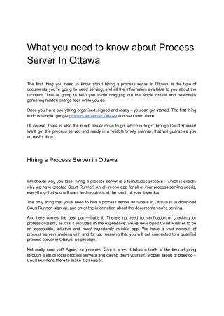 What you need to know about Process Server In Ottawa