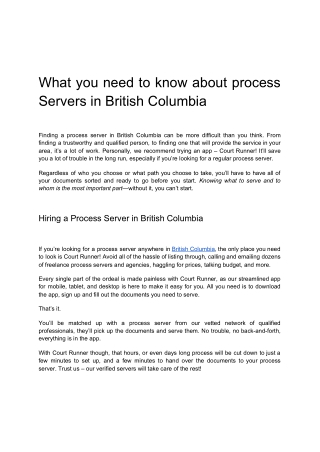 What you need to know about process Servers in British Columbia