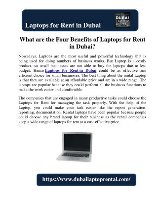 What are the Four Benefits of Laptops for Rent in Dubai?