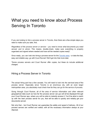 What you need to know about Process Serving In Toronto