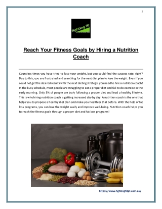 Reach Your Fitness Goals by Hiring a Nutrition Coach