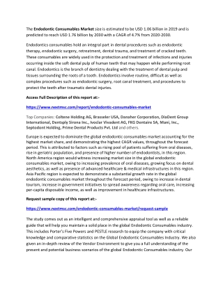 Endodontic Consumables Market by Global Demand and Top Players 2020 to 2030