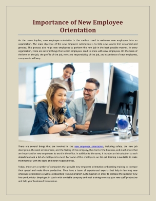 Importance of New Employee Orientation