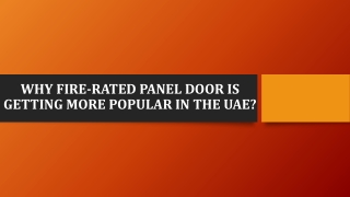 Why fire-rated panel door is Getting More Popular in the UAE?