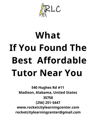 What If You Found The Best Affordable Tutor Near You