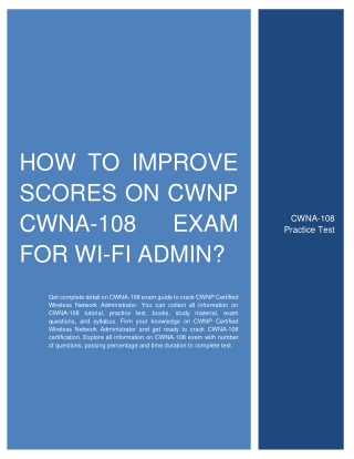 How to Improve Scores on CWNP CWNA-108 Exam for Wi-Fi Admin?