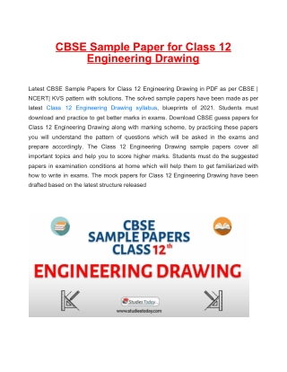 Download CBSE Sample Paper 2021 for Class 12 Engineering Drawing with solution in PDF