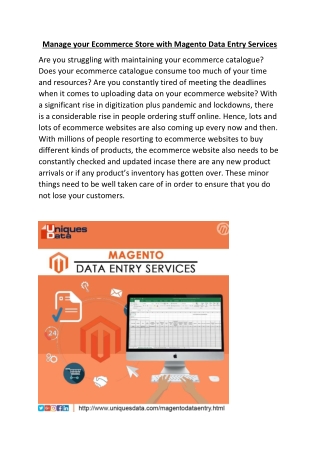 Manage your Ecommerce Store with Magento Data Entry Services
