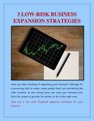 3 Low Risk Business Expansion Strategies