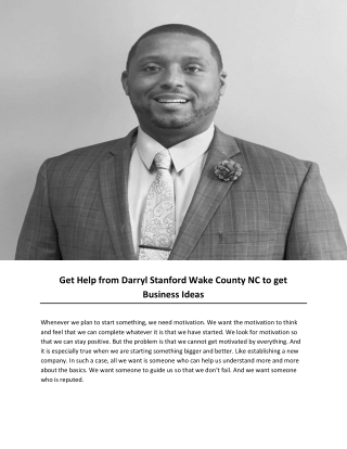 Get Help from Darryl Stanford Wake County NC to get Business Ideas