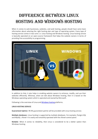 Difference between Linux Hosting and Windows Hosting