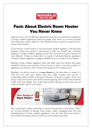 Facts About Electric Room Heater You Never Knew