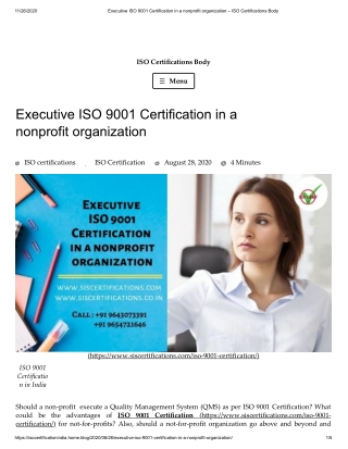 What is Important of ISO 9001 Certification (QMS) in a nonprofit organization?