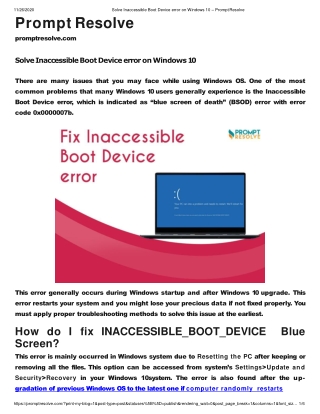 Solve Inaccessible Boot Device error on Windows 10