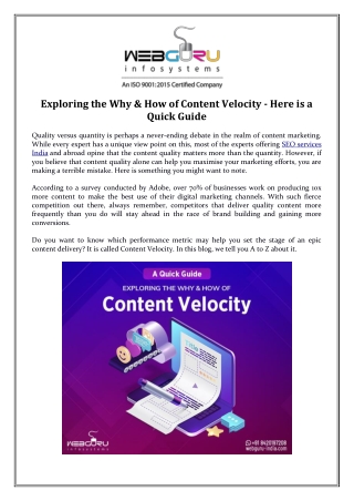 Exploring the Why & How of Content Velocity - Here is a Quick Guide