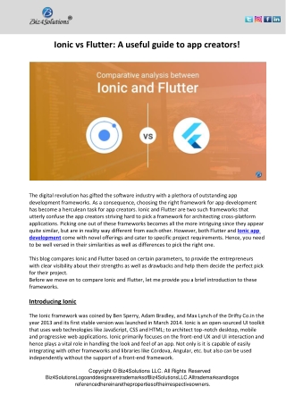 Ionic vs Flutter framework a comparison guide