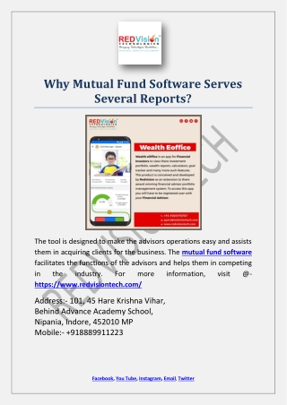 Why Mutual Fund Software Serves Several Reports?