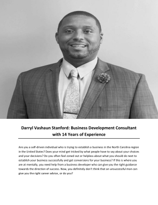 Darryl Vashaun Stanford: Business Development Consultant with 14 Years of Experience