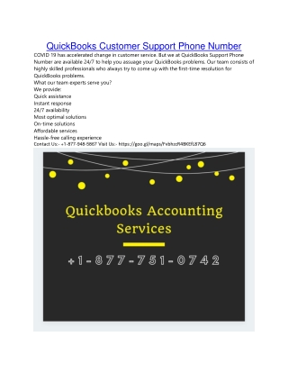 QuickBooks Customer Support Phone Number