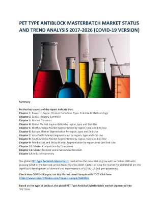 PET TYPE ANTIBLOCK MASTERBATCH MARKET STATUS AND TREND ANALYSIS 2017-2026 (COVID-19 VERSION)