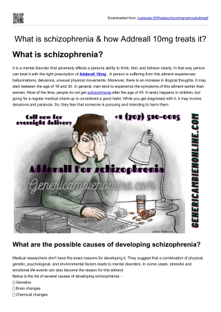 What is schizophrenia & how Adderall 10mg treats it?