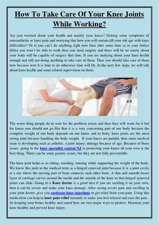 How To Take Care Of Your Knee Joints While Working?